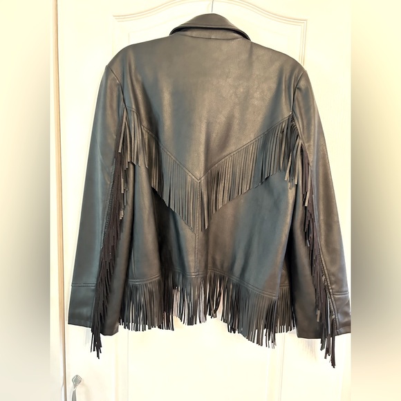 NEW Cowboy Carter Topshop Faux Leather Western Style Fringe Jacket - Picture 7 of 11